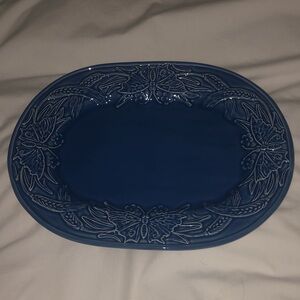 Bordallo Pinheiro Platter Blue Butterflies Vintage BEAUTIFUL BLUE BUTTERFLIES!